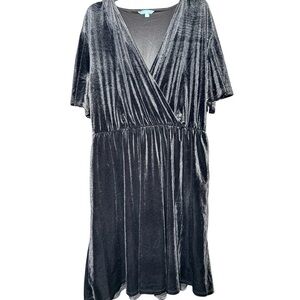 Draper James Black Velvet Dress NWT Faux Surplice Party Knee-Length XXL